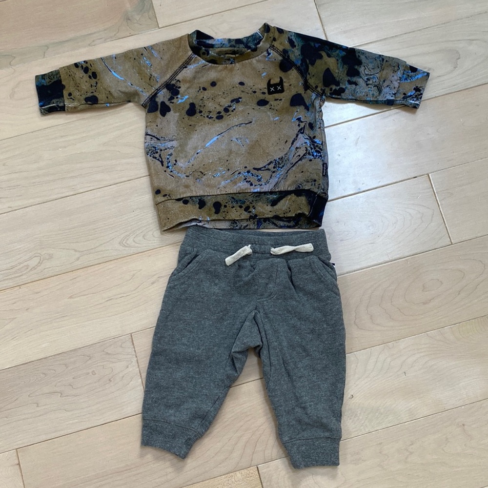 Mini Munster boys cotton terry sweatshirt & Splendid soft stretch joggers